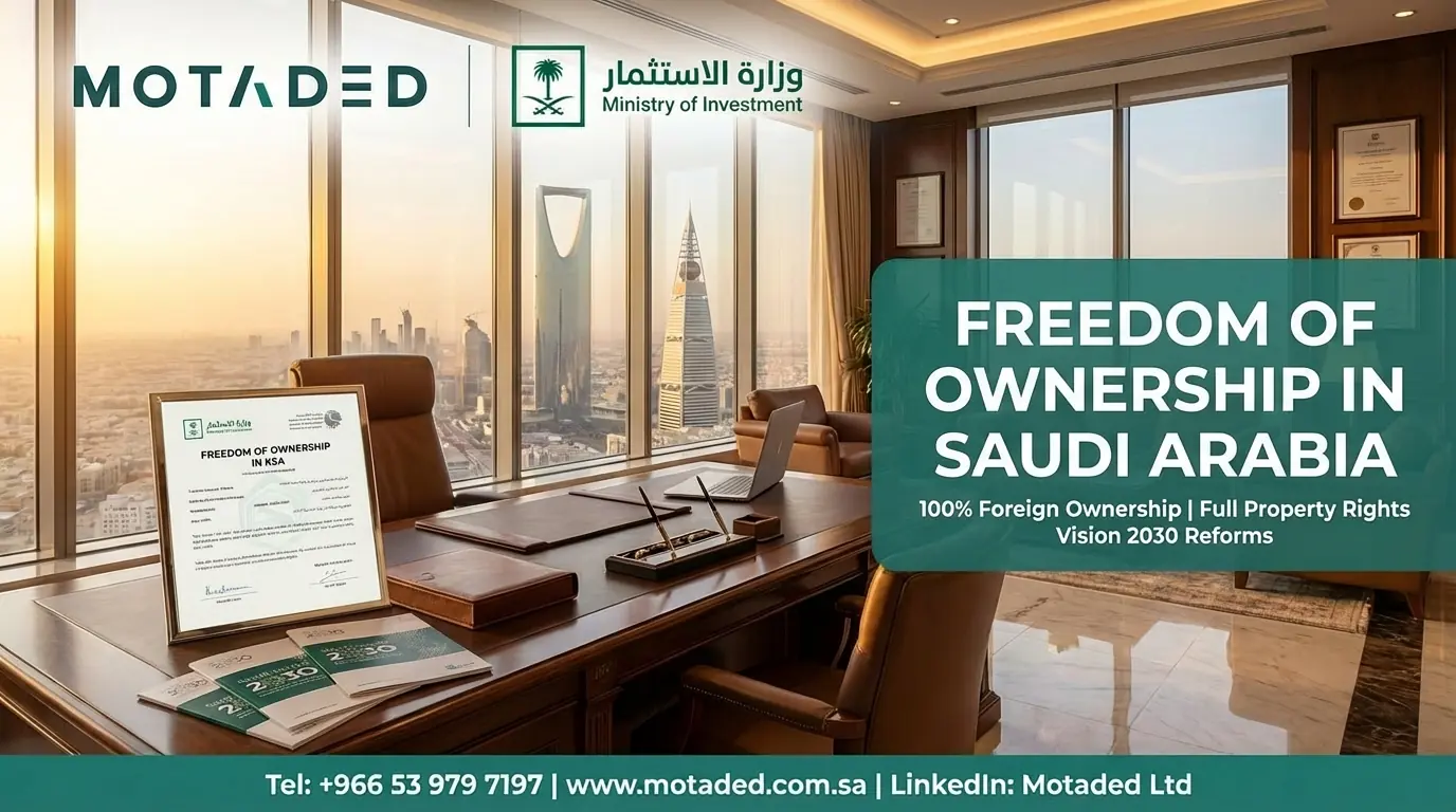Freedom of Ownership in Saudi Arabia 2026 | 100% Foreign Ownership with Motaded